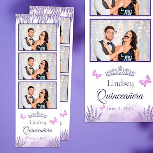 Photo booth template, Quinceanera  Photo Booth Template, Sweet 16 Photo Booth Template Quinceañera, Birthday Photo Booth template, 2x6 strip