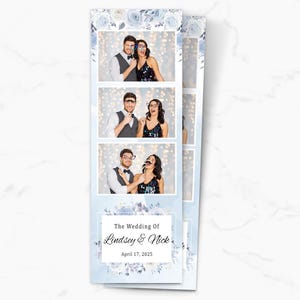 Photobooth Template | Wedding Photo Booth Template | 2x6 strip | Photobooth Overlay | Elegant Blue Wedding Flowers Photo Booth Template