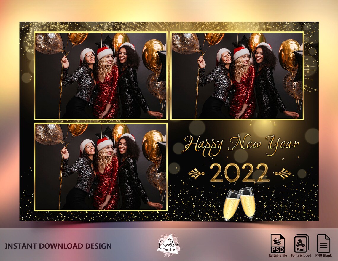 New Year Photo Booth Template Holiday Photo Booth Template | Etsy