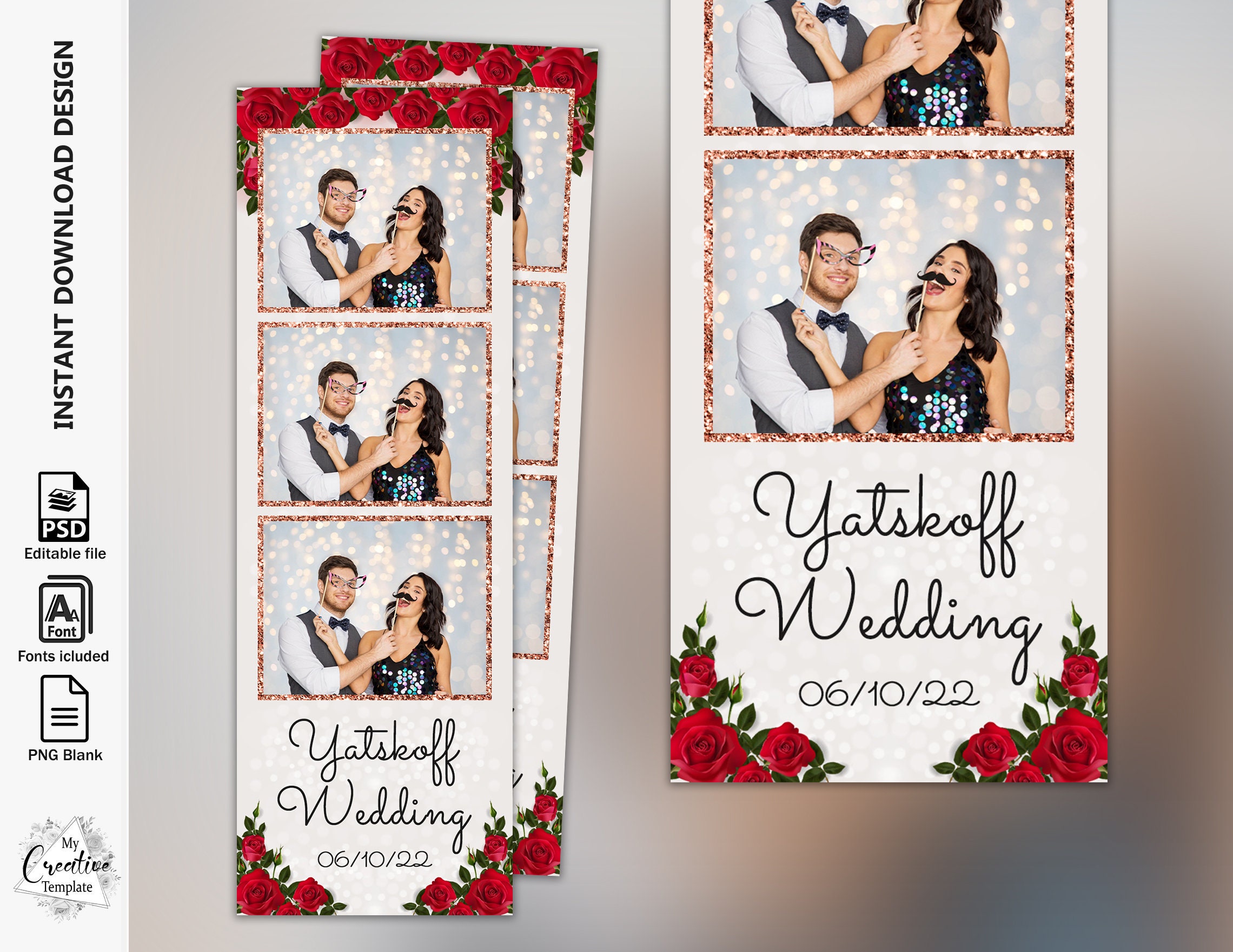 Wedding Photo Booth Template, Elegant Photo Booth Template, Photo Booth  Template Wedding, 2x6 Strip, Photobooth Templates - Etsy, image size:2280x1762