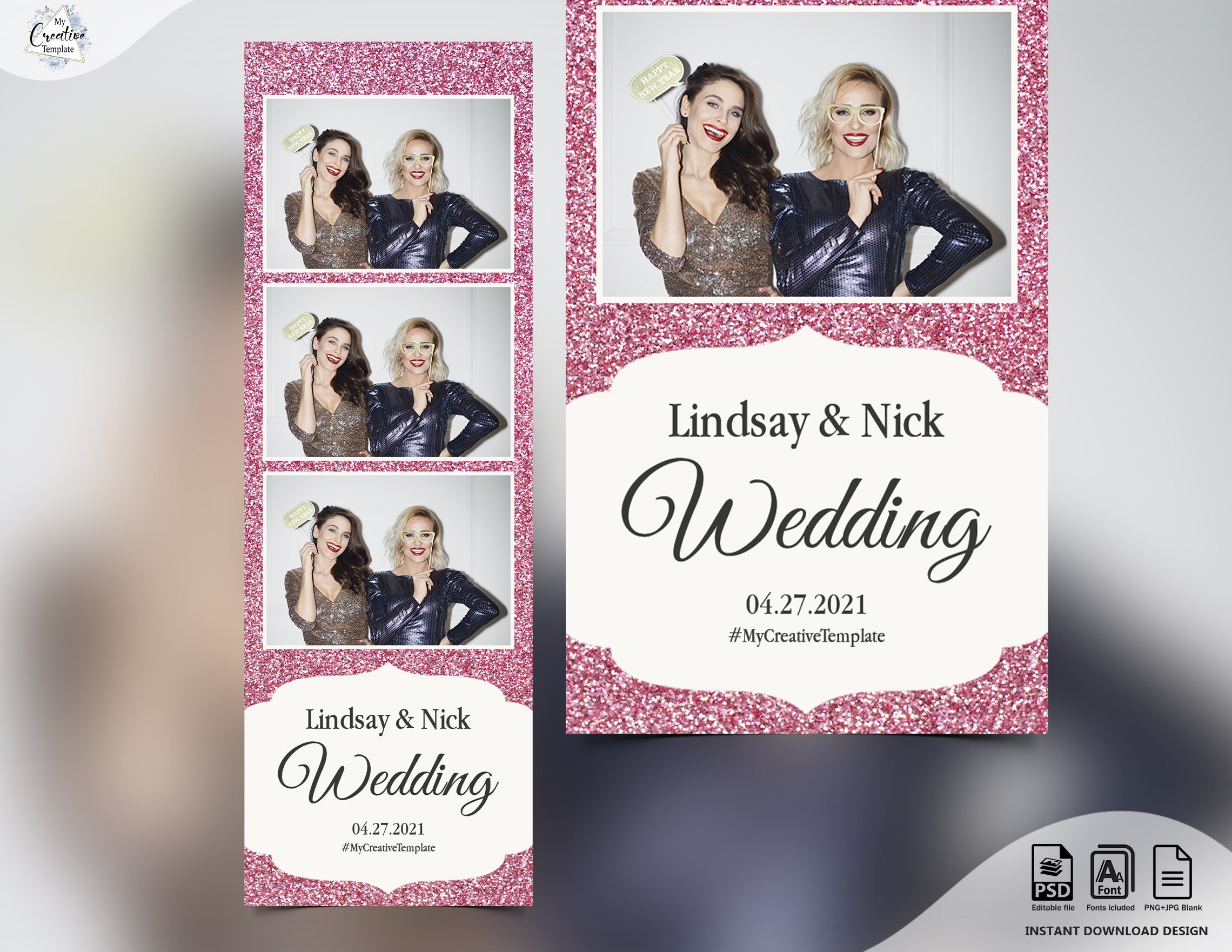 Wedding Photo booth Template Shiny Pink Wedding Photo Booth Etsy