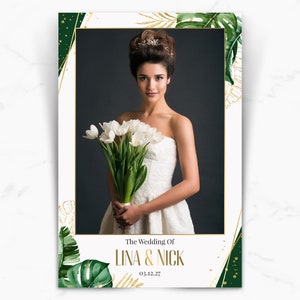Wedding Photobooth Template, Tropical Photo booth Template, 4x6 Photo booth Template, Elegant photo Booth template, Beautiful Selfie Overlay