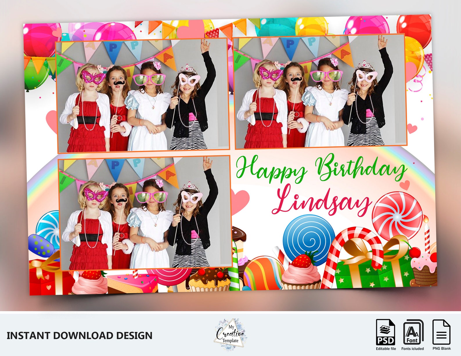 Photo Booth Template Photo Booth Template Birthday Birthday Etsy