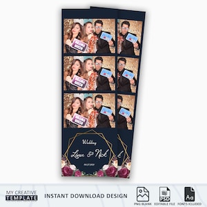 Wedding Photo booth Template, Elegant Photo booth Template, photo booth template wedding, 2x6 strip, photobooth templates