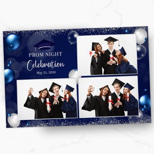 Photo Booth Template | Prom Photobooth Template | Graduation Photo Booth Overlay | Prom Night | Class Of | Navy Blue | 4x6 | Celebration
