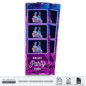 Photo Booth Template, Neon Photo Booth Template, Photo Booth Template Neon, 2x6 Strip, Birthday, Neon Party, photobooth template neon
