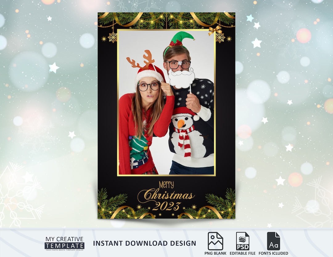 Christmas Photo Booth Template, Christmas Tree Photo Booth Template