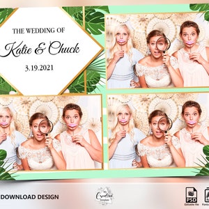 Wedding Photobooth Template, Tropical Photo booth Template, 4x6 Photo booth Template, Photo Booth template wedding, photobooth template
