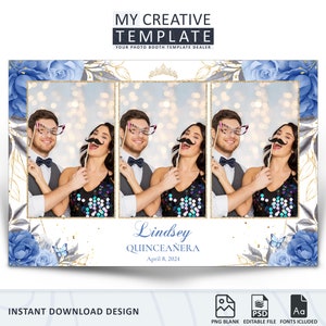 Quinceanera photo booth template, Photo Booth Overlay, Photo Booth Template Birthday, Birthday Photo Booth Template, Sweet 16 Template