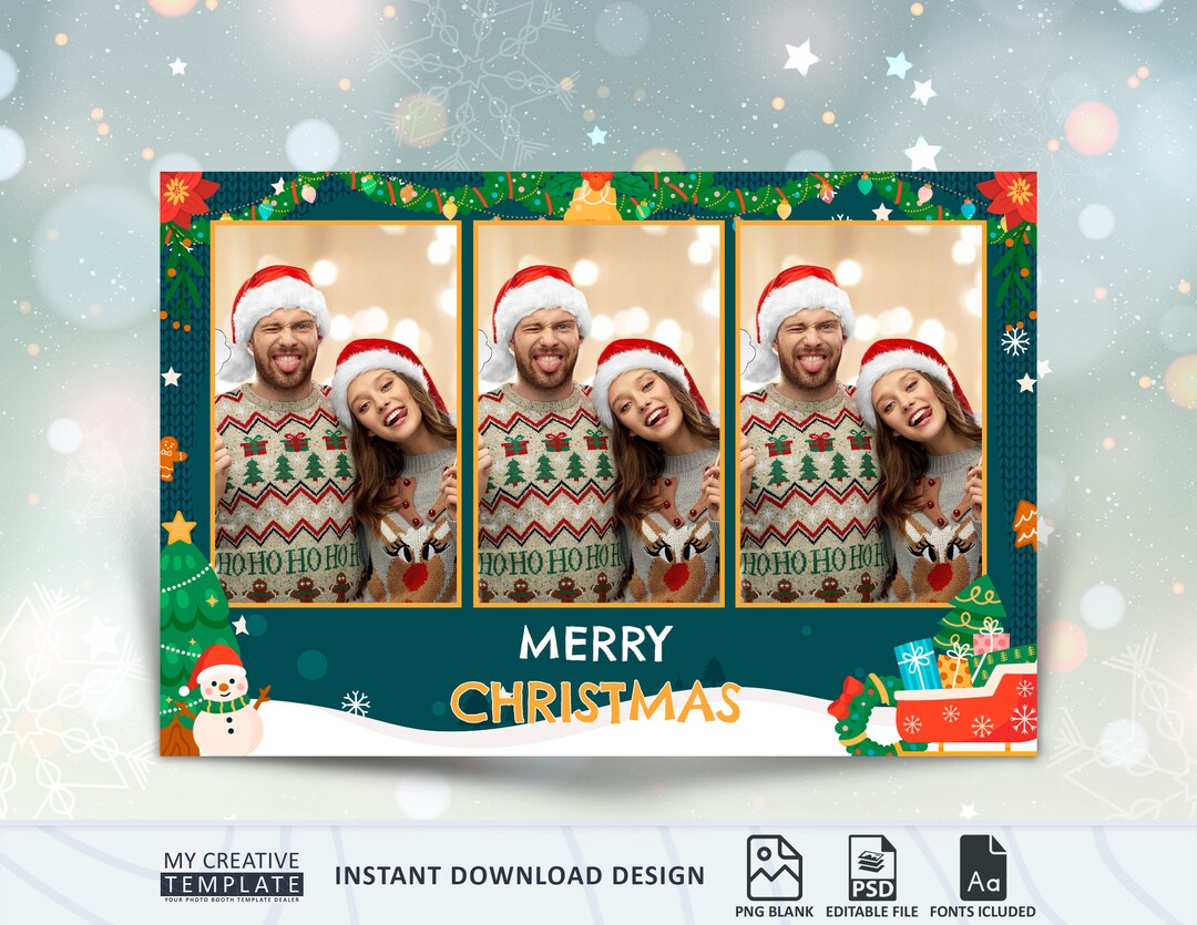 Christmas Photo Booth Template, Holiday Photo Booth Template, Photo