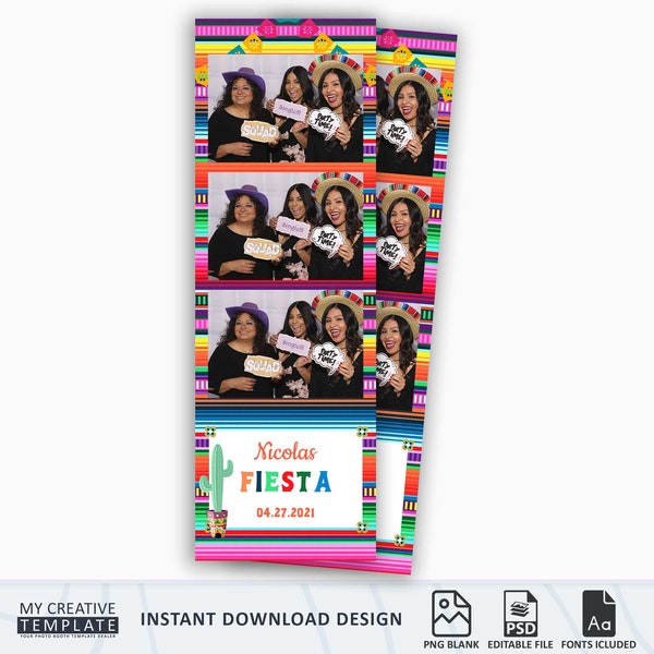 Serape Fiesta Photo Booth Template, Mexican Fiesta Photo Booth Template, Fiesta Photo Booth Template 2x6, Strip