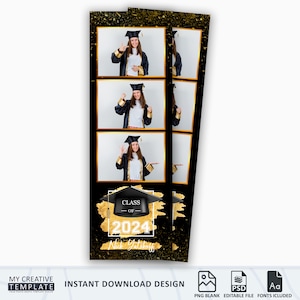Sjabloon fotohokje afstuderen, Class of Photobooth-sjabloon, grad party photobooth-sjablonen, Class of 2024, 2 x 6, prom Night-sjabloon