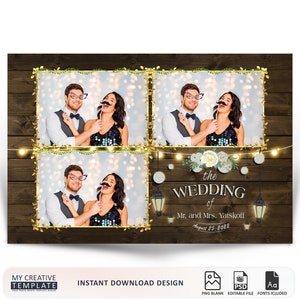 Rustic Wedding Photobooth Template, Floral Photobooth Template, 4x6 Wedding Photo booth Template, photo booth template wedding