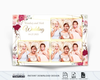 Wedding Photo booth Template, Photo booth Template, photo booth template wedding, 4x6, Gold Line photo booth, photobooth template