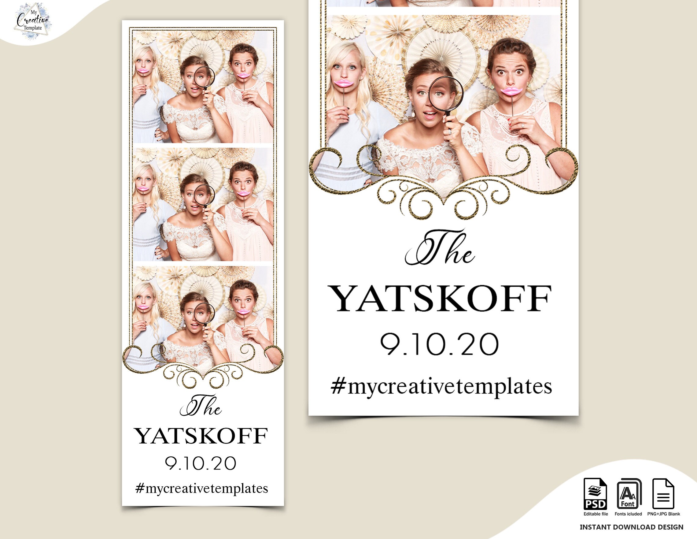 Wedding Photobooth Template photo booth template wedding 2x6 Etsy