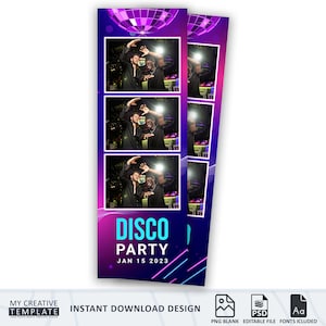 Photo Booth Template, Neon Photo Booth Template, Disco Photo Booth Template, 2x6 Strip, Birthday, Neon Party, photobooth template neon