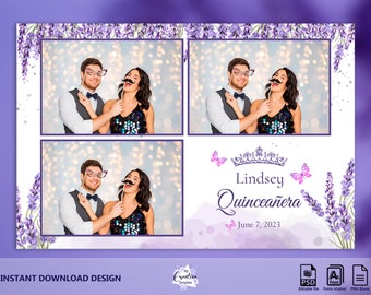 Photo booth template, Quinceanera  Photo Booth Template, Sweet 16 Photo Booth Template, Quinceañera, Birthday Photo Booth template, 4x6