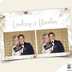 Wedding Photo booth Template, Photo booth Template, Gold Floral Photobooth Template, 4x6, photo booth template wedding