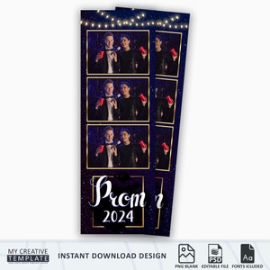 Photo booth Template Prom, Photobooth Template, Starry Night photo booth template, Prom, Starry Night, strip 2x6, PNG, PSD editable file