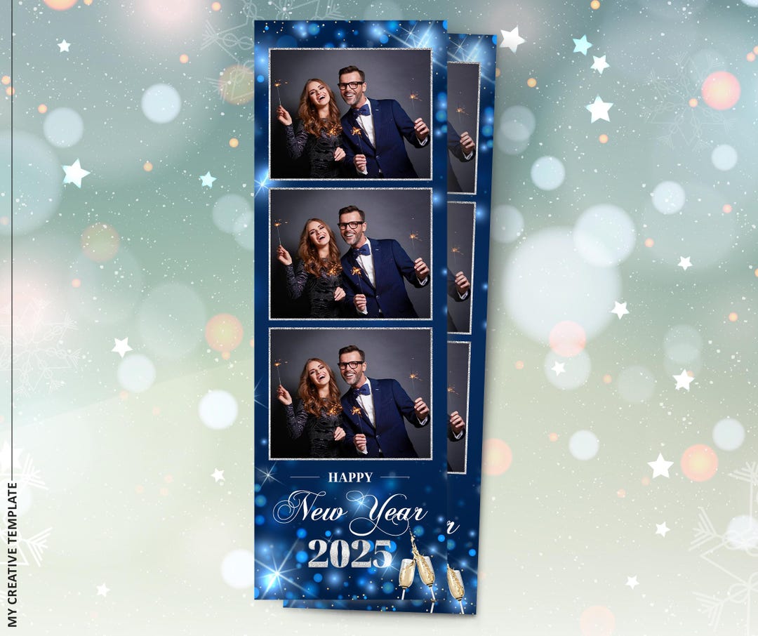 New Year Photo Booth Template, Photo Booth Template, 2x6 Strip Photo ...