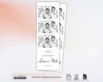 Simple Black and White  Photobooth Template, 2x6 photo booth photo booth template, photo booth template wedding, wedding photobooth