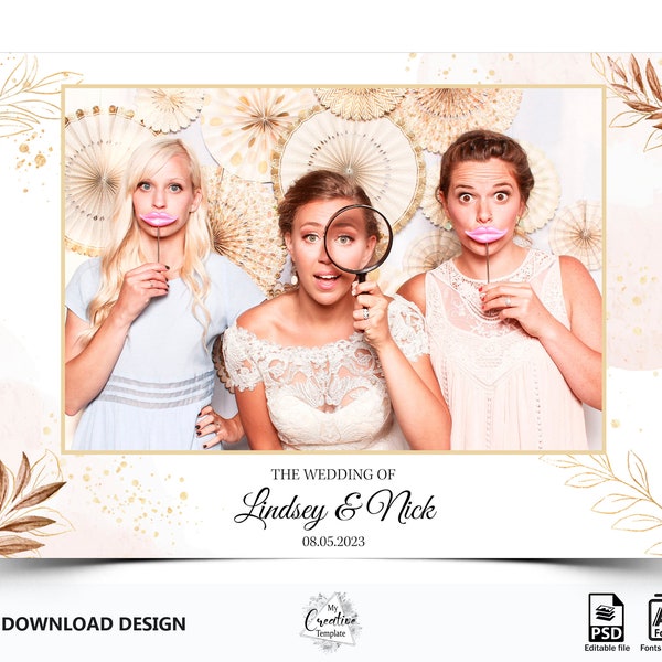 Wedding Bridal Shower Photobooth Template Sweet 16 Sixteen Floral Anniversary Photo Booth Template 4x6 Photo Booth Template