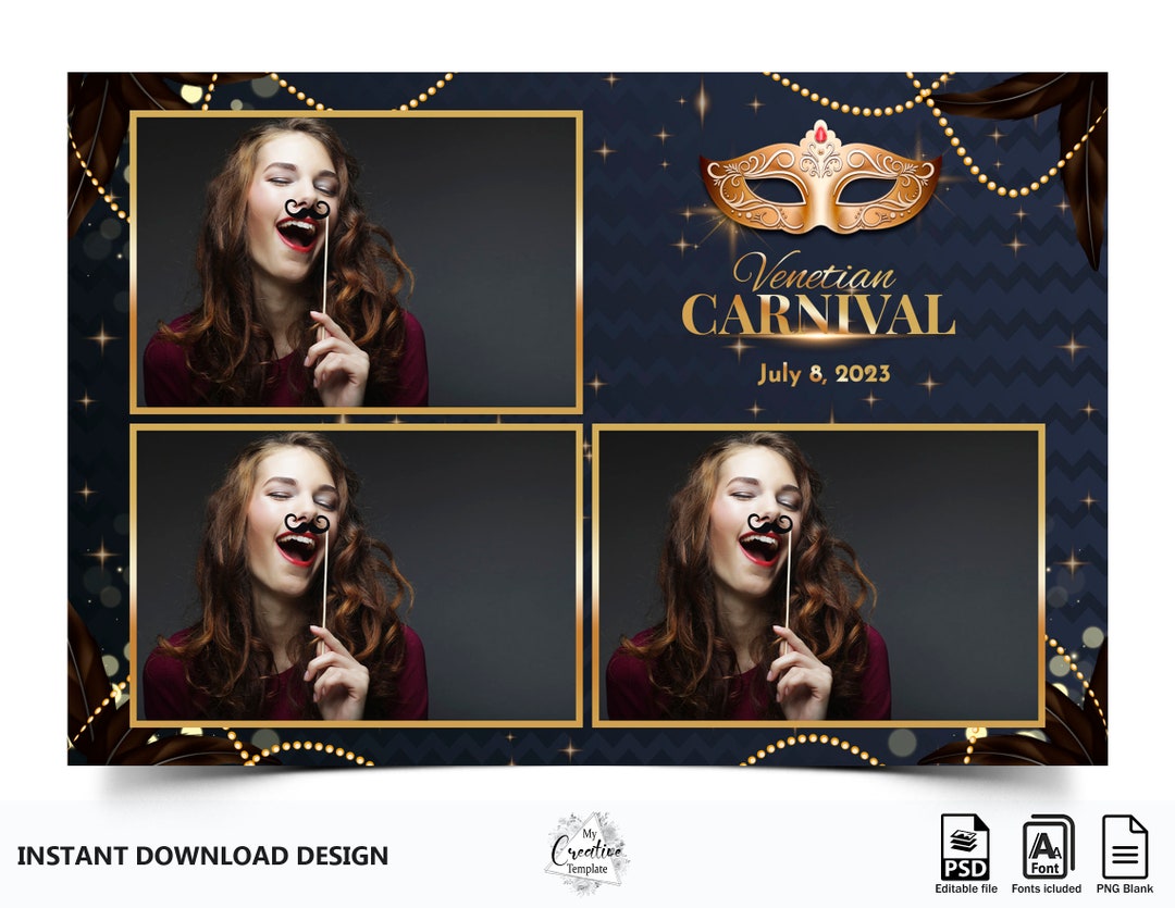 Carnival Photo Booth Template Masquerade Photo Booth Etsy