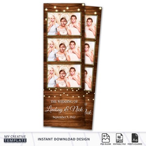 Rustic Wedding Photobooth Template, Floral Photobooth Template, 2x6 Wedding Photo booth Template, photo booth template wedding
