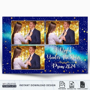 Photo Booth Template, Prom Photo Booth Template, A Night Under The Stars Photo Booth Template, 4x6, photobooth template, prom template
