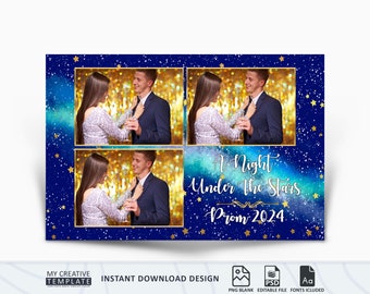 Photo Booth Template, Prom Photo Booth Template, A Night Under The Stars Photo Booth Template, 4x6, photobooth template, prom template