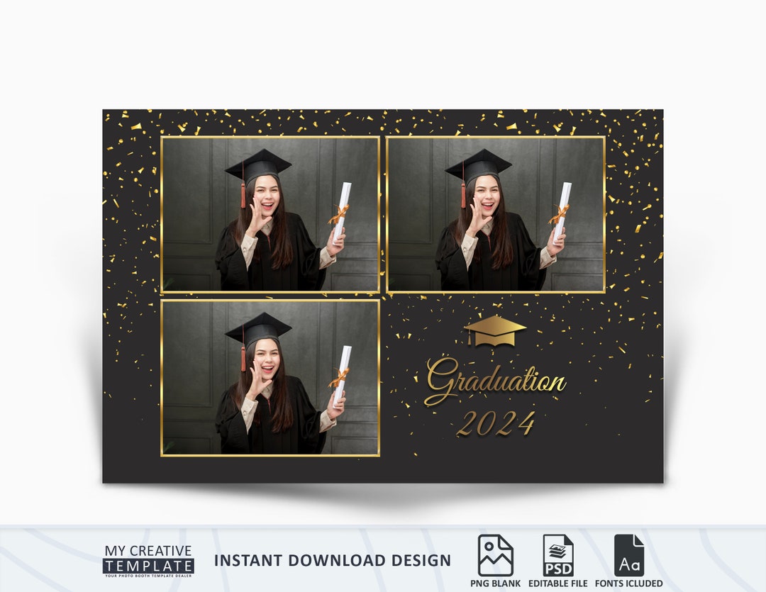 Photo Booth Template Graduation, Photobooth Template, Grad Party Photo ...