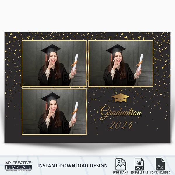 Photo booth Template Graduation, Photobooth Template, Grad party photo booth template, Graduation, 4x6, Class Of photo booth Overlays