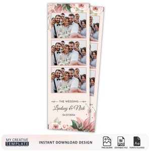Wedding Bridal Shower Photobooth Template Sweet 16 Sixteen Floral Anniversary Photo Booth Template 2x6