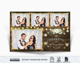 Rustic Wedding Photobooth Template, Floral Photobooth Template, 4x6 Wedding Photo booth Template, photo booth template wedding