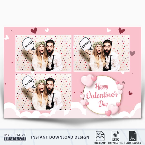 Photo Booth Template, Valentine's Photo Booth Template, Photo Booth Template Wedding, Valentine's Day, photobooth template 4x6, postcard