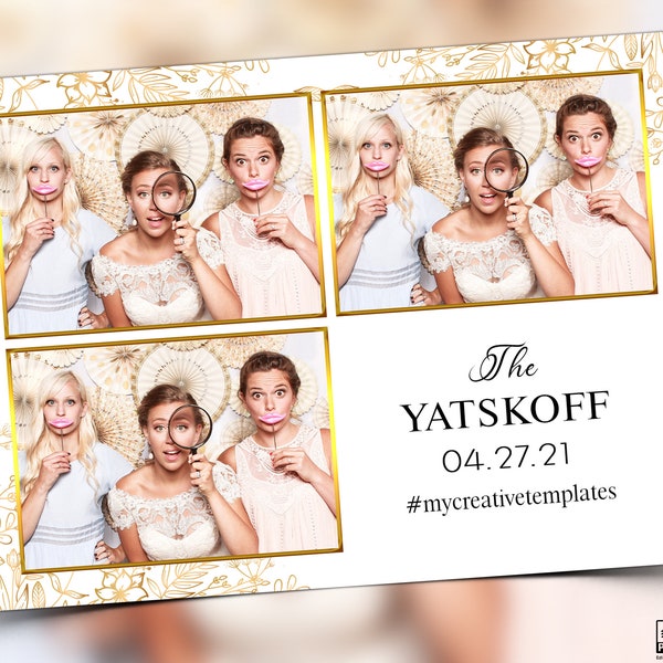 Wedding Photobooth Template, Gold Floral Photobooth Template, 4x6, photo booth, photo booth template, photo booth template wedding