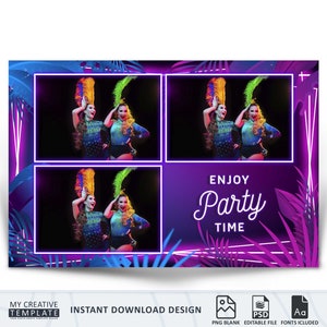 Photo Booth Template, Neon Photo Booth Template, Photo Booth Template Neon, 4x6, Birthday, Neon Party, photobooth template neon