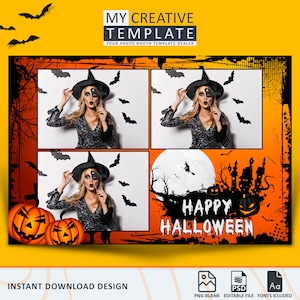 Modelo de cabine de fotos de Halloween, modelo de cabine de fotos, modelo de cabine de fotos zumbi, modelo de cabine de fotos, festa de Halloween, 4x6, cartão postal