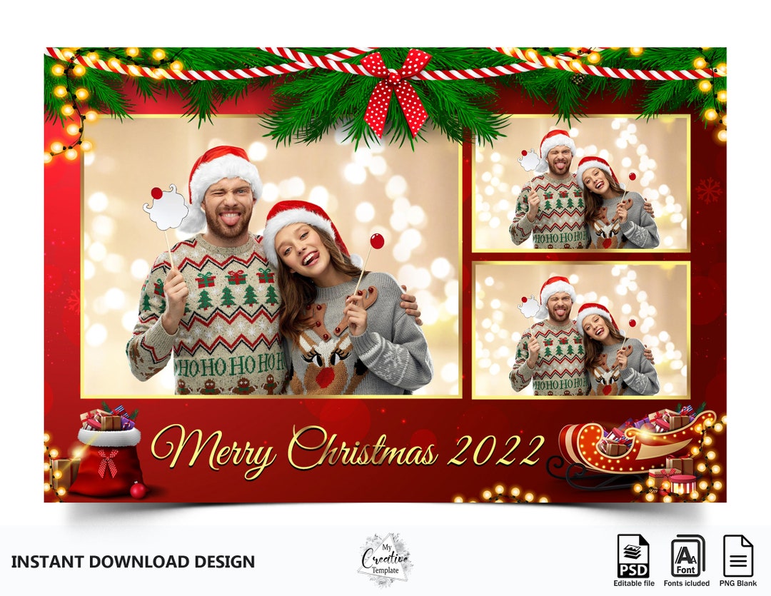 Christmas Photo Booth Template Holiday Photo Booth Template - Etsy