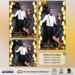 360 Booth Template, Birthday 360 Booth Overlay, 360 Video Overlay, 360 Overlay for Birthday, Boomerang overlay, Touchpix overlay