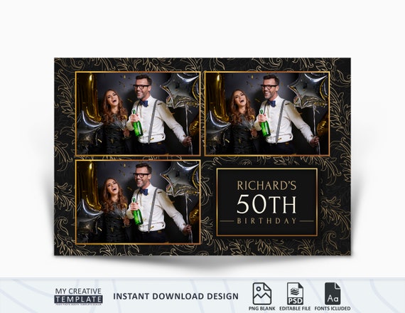 Photo Booth Template, Photo Booth Template Birthday, Luxury Photo Booth Template, 4x6, photoooth template, Luxury Birthday