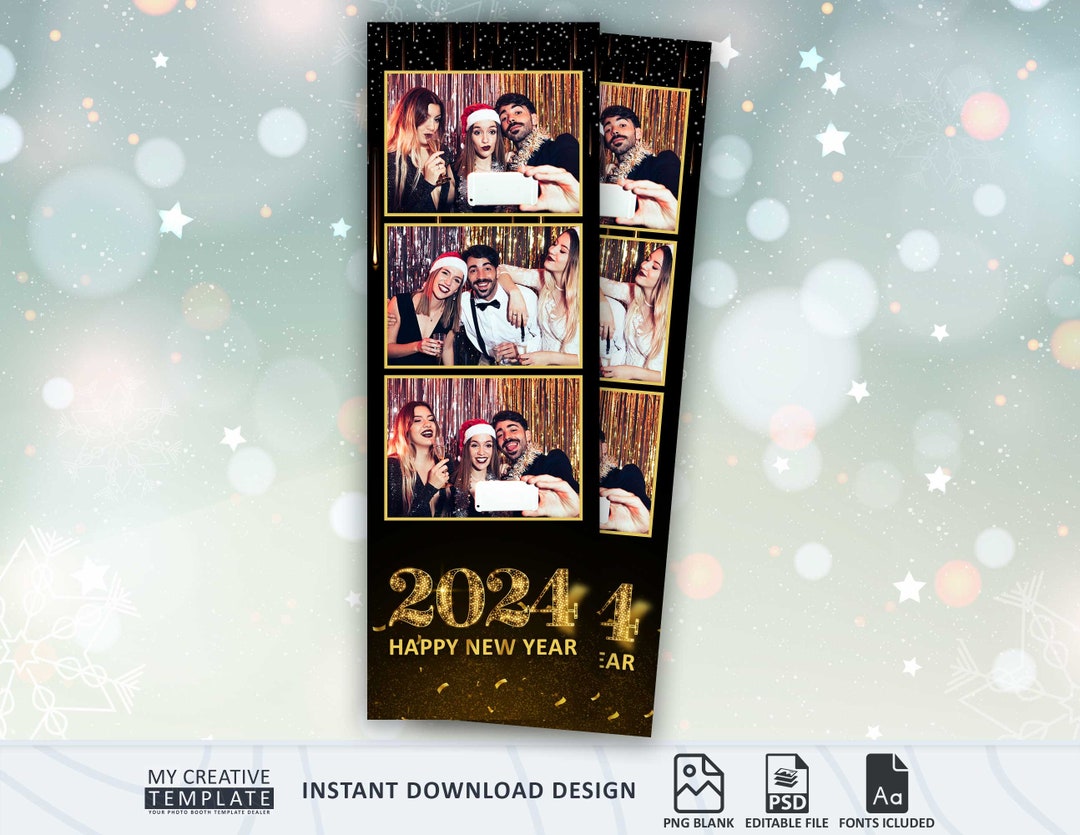 New Year Photo Booth Template Photo Booth Template 2x6 Strip - Etsy