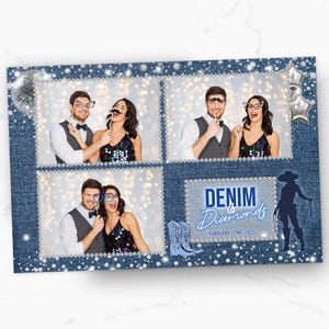 Modello per Photo Booth Cowboy Denim e Diamanti / Modello per Photo Booth Cowgirl / Modello per Photo Booth Compleanno / Sovrapposizione Photo Booth 4x6