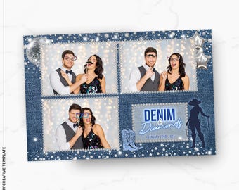 Cowboy Denim and Diamonds Photo Booth Template | Cowgirls Photobooth Template | Birthday Photo Booth Template | 4x6 Photobooth Overlay