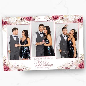 Modello per photobooth per addio al nubilato, modello per photobooth floreale 4x6, modello per anniversario di quinceañera, rosa antico, specchio 4x6