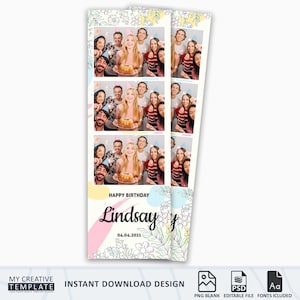 Photo Booth Template, Photo Booth Template Birthday, Birthday Photo Booth Template, Wedding Photo Booth Template, Sweet 16, 2x6 Strip
