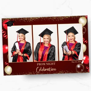 Photo Booth Template | Prom Photobooth Template | Graduation Photo Booth Overlay | Prom Night | Class Of | Maroon | 4x6 Mirror | Celebration