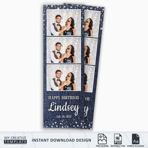Denim & Diamonds Photo booth Template, Birthday photo booth template, Jeans photo booth template, photobooth template, template 2x6