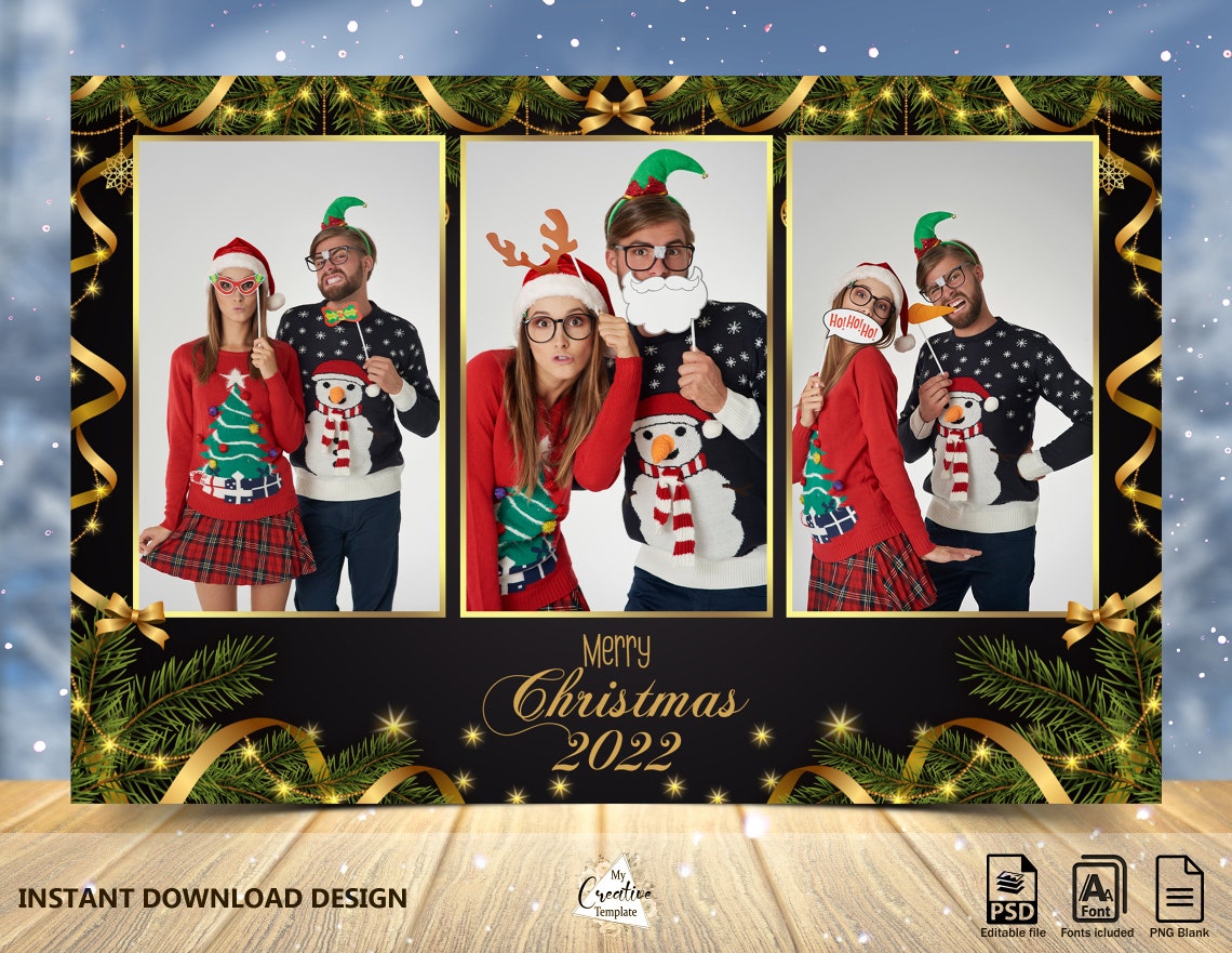 Christmas Photo Booth Template Holiday Photo Booth Template Etsy