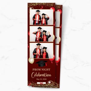 Photo Booth Template | Prom Photobooth Template | Graduation Photo Booth Overlay | Prom Night | Class Of | Maroon | 2x6 Strip | Celebration